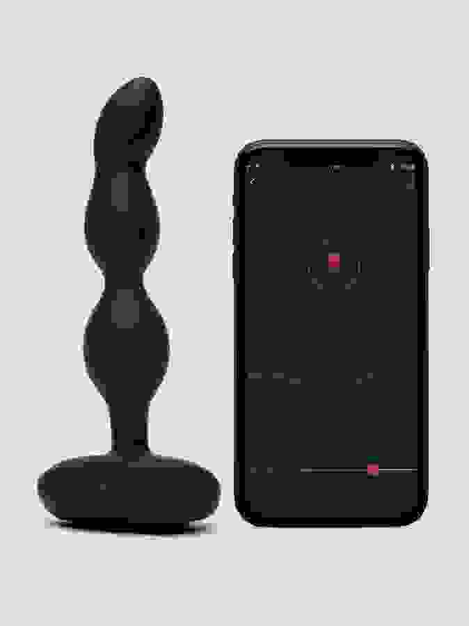 Lovense Ridge App Controlled Rotating and Vibrating Anal Beads, Black, hi-res